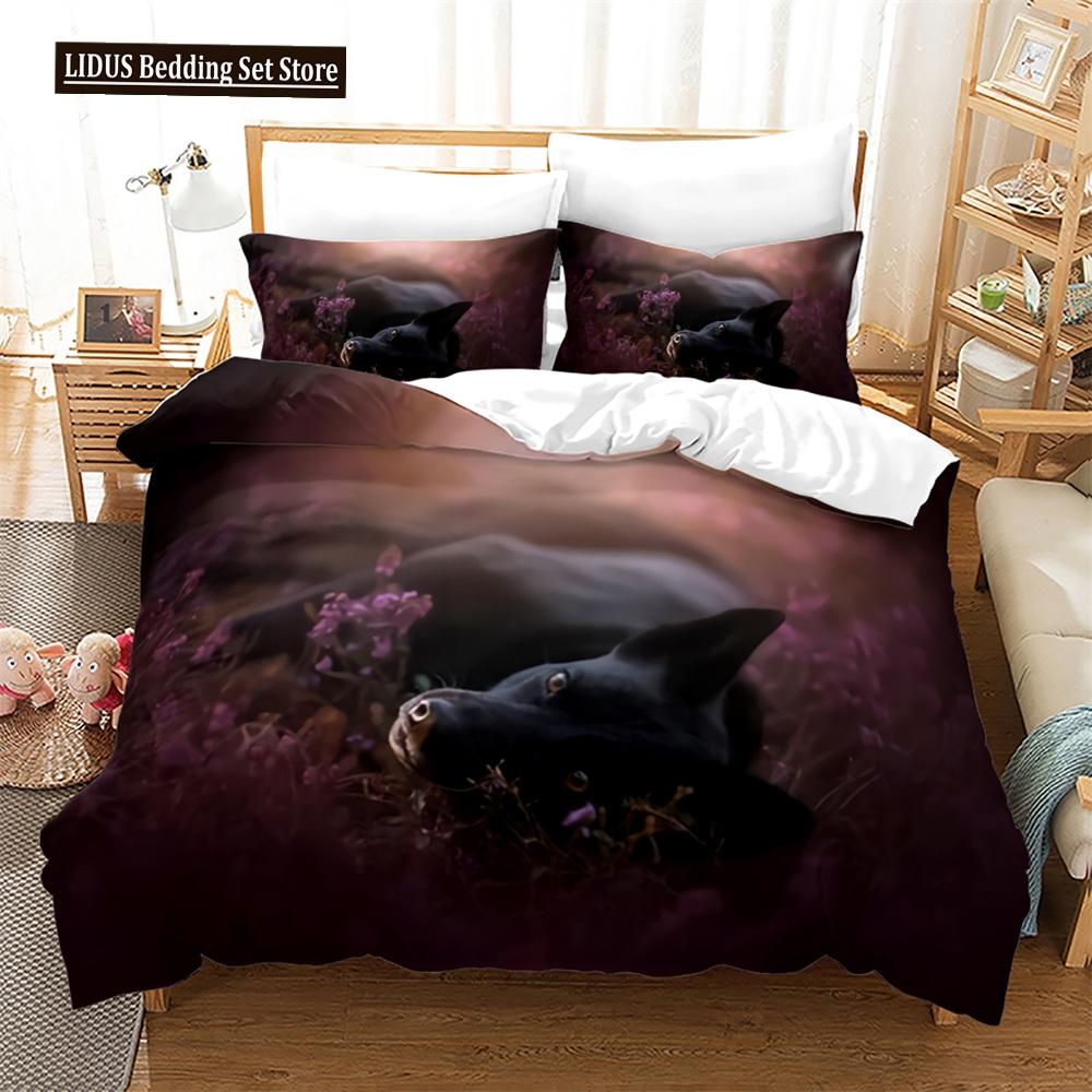 Dog Duvet Cover Set 3D Print Dog Math Book King Queen Full Size Comforter Cover For Kids Boys Girls Teens Polyester Bedding Set