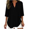 Womens Casual Loose Fit V Neck Three Quarter Sleeve Blouse Lightweight Pullover Tunic Top for Everyday Wear