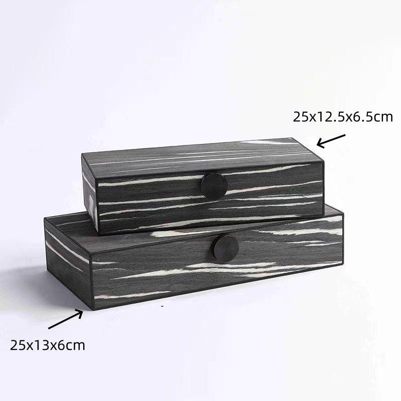 Leopard Print Storage Box Jewelry Box Rectangular Covered Sealed Desktop Storage Container Wooden Creative Ornaments