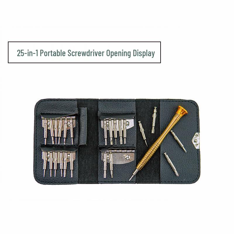 25-in-1 Precision Screwdriver Set with Leather Case - Ideal for Mobile Phone, Watch, and Glasses Repair