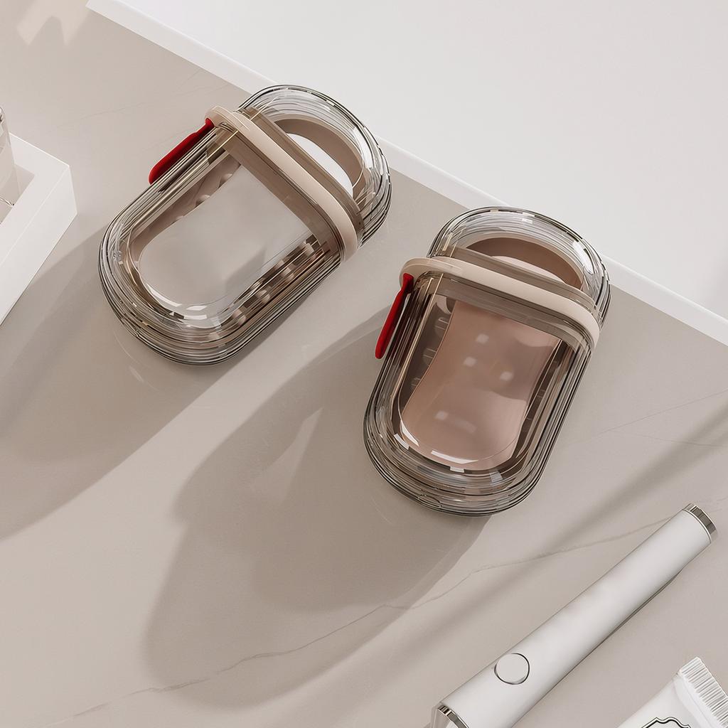 2Pcs Portable Soap Tray Leakproof Transparent Soap Case Anti-Slip Plastic Sealing Soap Box Bathroom Camping Traveling Supplies