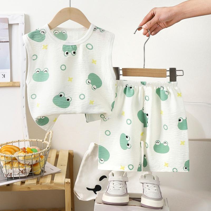 2tlg./Set Kind Unisex Entzückendes Kurzarm T-Shirt + Shorts Set Elastisch Kinder Lässig Sommerkleidung Bequemer Baby Mädchen Jungen Pyjama