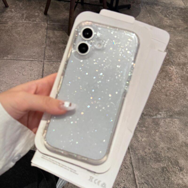 Luxury Shockproof Bling Glitter Clear Case For iPhone 11 12 13 14 15 16 Pro Max X XR XS 7 8 Plus Transparent Soft Bumper Cover