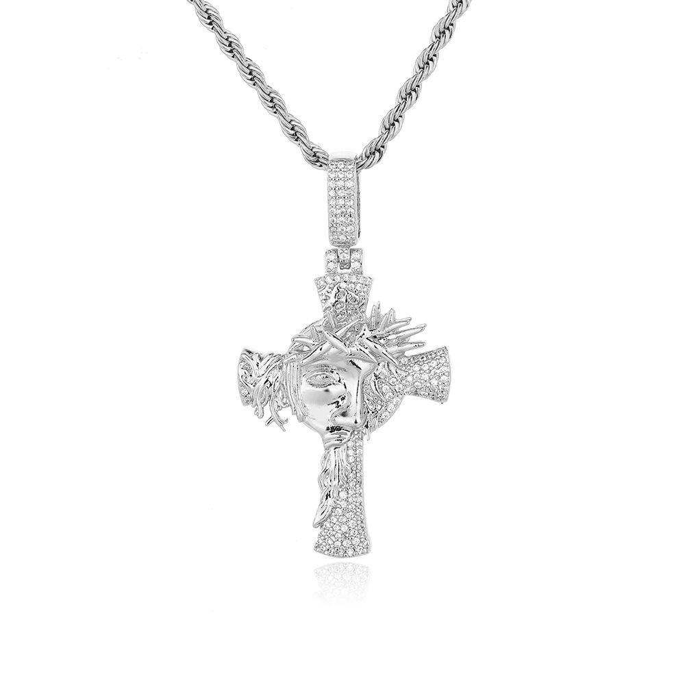 Crown of Thorns Micro-inlaid Zircon Pendant Men s Cross Trend Pendant Necklace