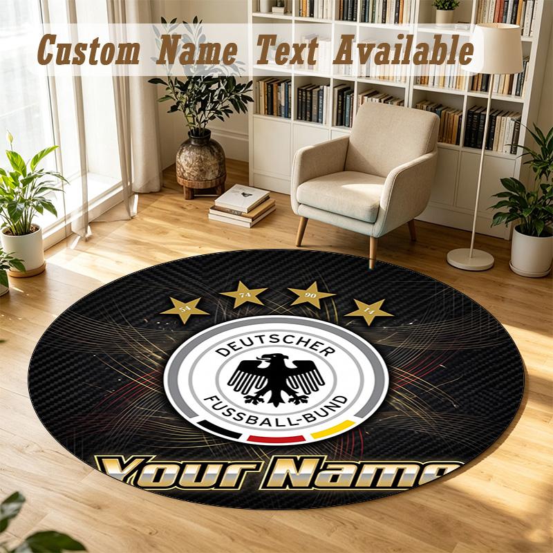 Round Rug Custom NameGermany national football team Pattern Non Slip Carpet Home Floor Decor