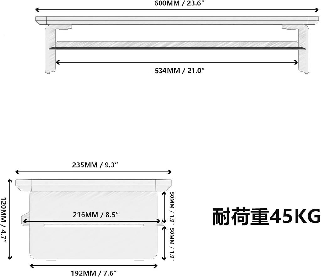 Fenge Monitor Desktop Computer 60cm 2 Wooden Top with Acrylic Desktop Monitor PC Monitor Computer Desktop G04Y2062B Stand, Stand, Wide, Tiers, Legs,