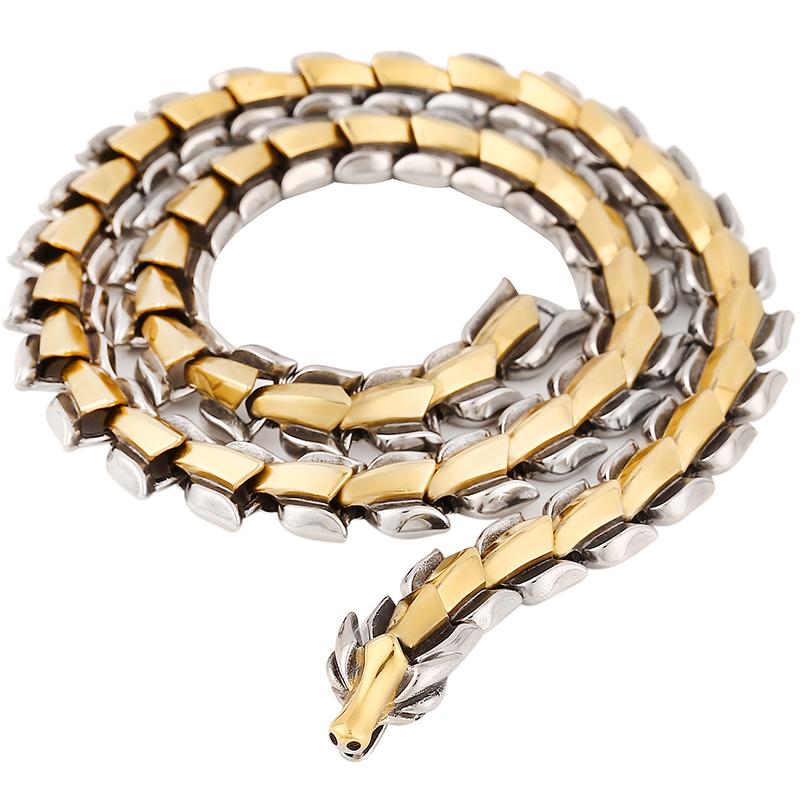 Gargantilla de cadena con quilla de dragón de 15 mm de ancho estilo punk rockero para hombre, de acero inoxidable macizo, accesorios de joyería para el cuello, regalos para él