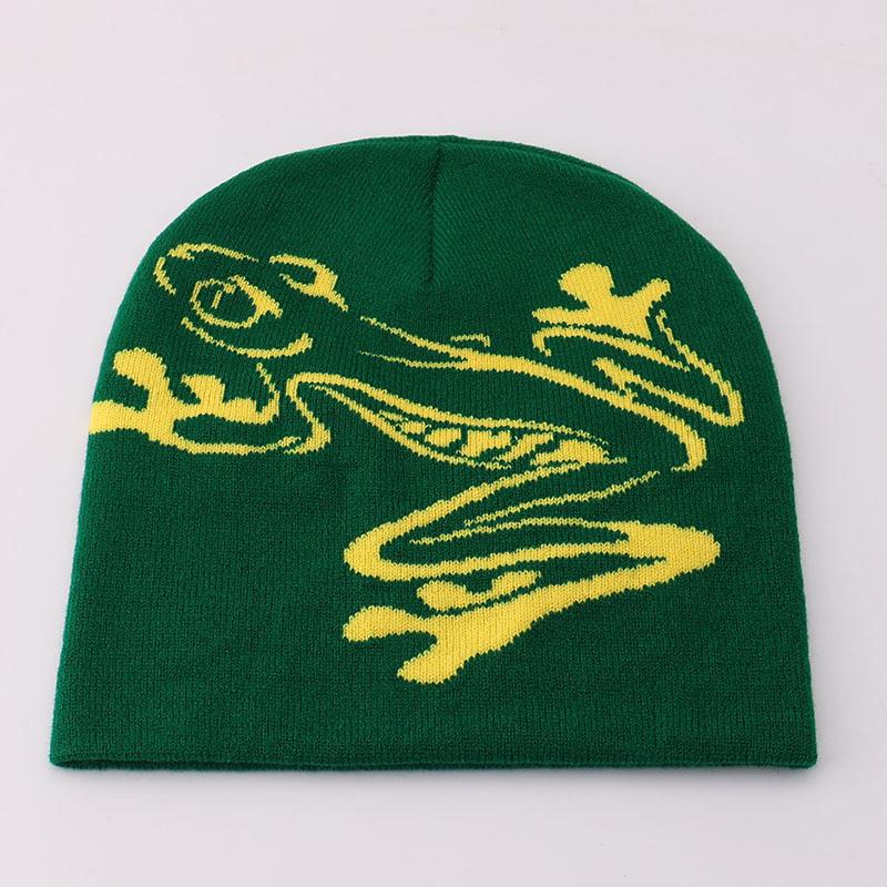 Knitted Hat Niche Design Frog Jacquard Cover Ear Protector Cold Hat Autumn and Winter Warm Hip Hop Wool Hat