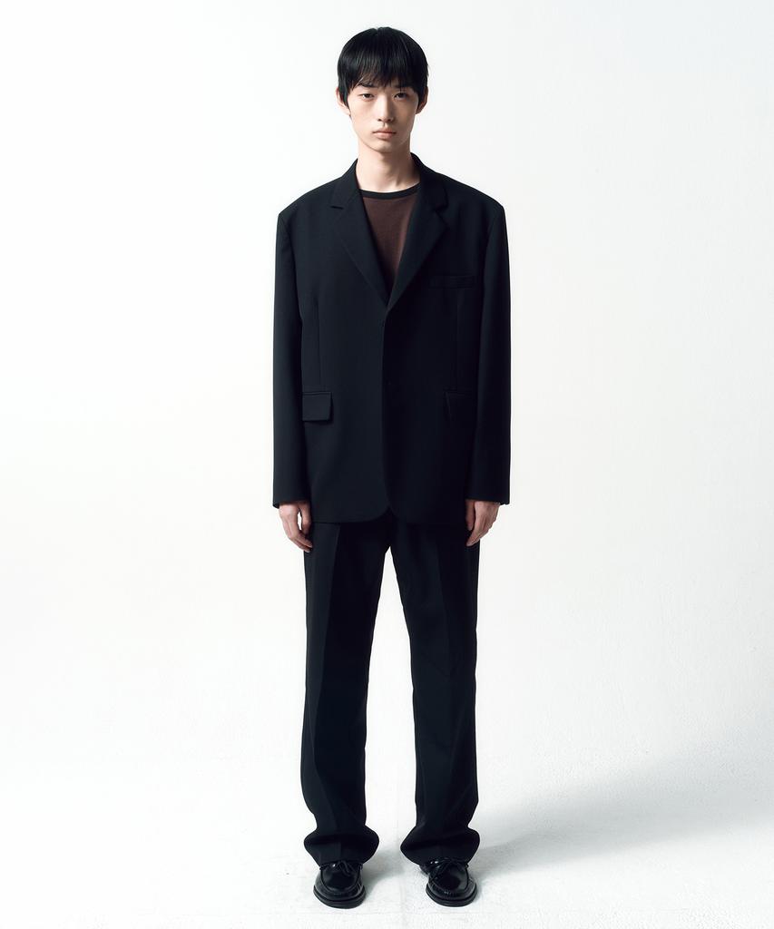 INSILENCE Wool Semi-Flare Pants Black