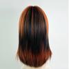 Synthetic Short Straight Hair Black Dirty Orange Bangs Highlight Dyed Wigs Lolita Cosplay Hair Wig For Women Y2K Daily Color Pun