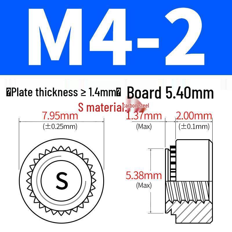 Förzinkat kolstål Clinchmuttrar för plåt - Storlekar: M2, M4, M5, M6, M8, M10, M12
