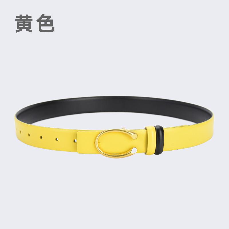 Four Seasons Available New Simplified Version Double Sided Buckle Belt Alloy Women'S Belt Fashion Versatile Leather Decorative Thin Belt