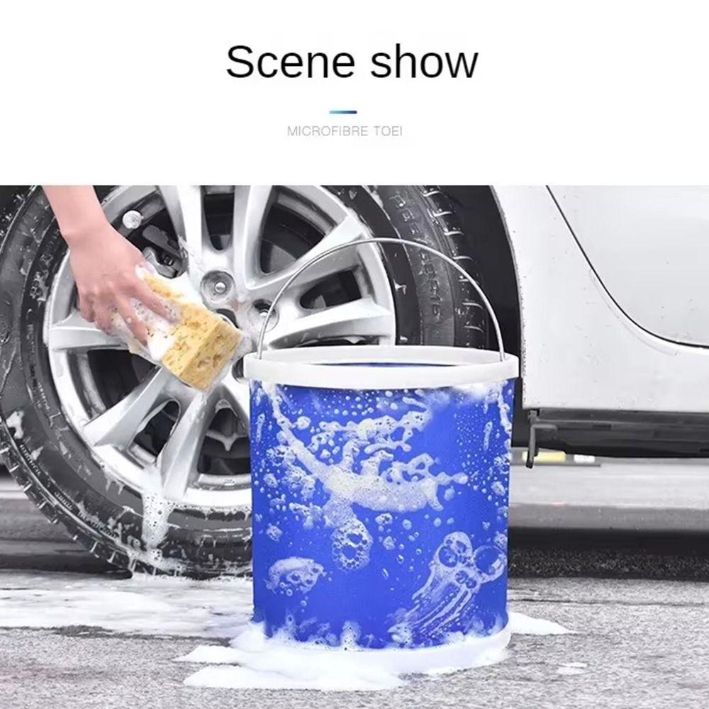 With Metal Handle Car Washing Buckets Foldable Water Sprinkling Bucket  Camping