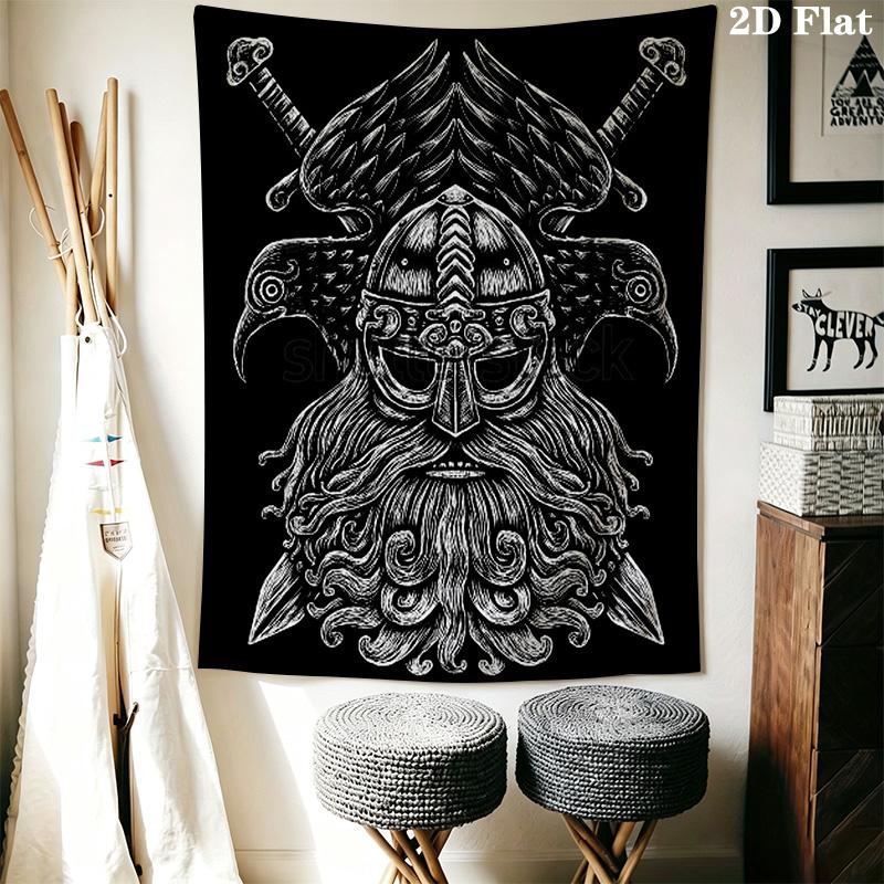 Odin Viking Warrior Pattern Home Decor Tapestry, Wall Hanging, Decorative RV Wall Cloth.ZGT0914129