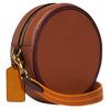 Coach Kia 18 Logo Color Block Zipper Closure Leather Mix Round Bag Women Shoulder Bag Saddle-Brown Multicolor CA098-B4MBV