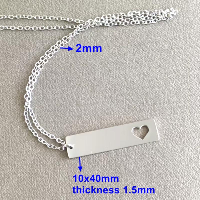 10 Pcs 304 Stainless Steel Mirror Polish Blank Bar Necklace for Women