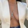 Exquisite Luxury Curved Rhinestone Love Chest Pad Fashion Shiny Emerald Sexy Breast Chain Body Chain
