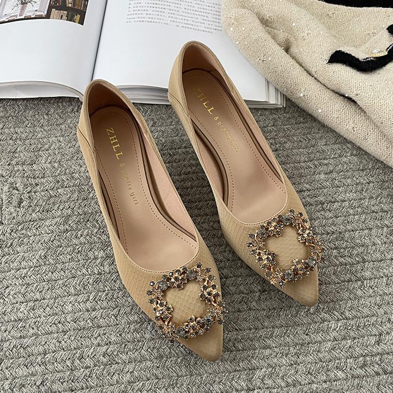

High heels women s thin heels widened fat feet large size women s shoes single shoes thin heels 45 хакі