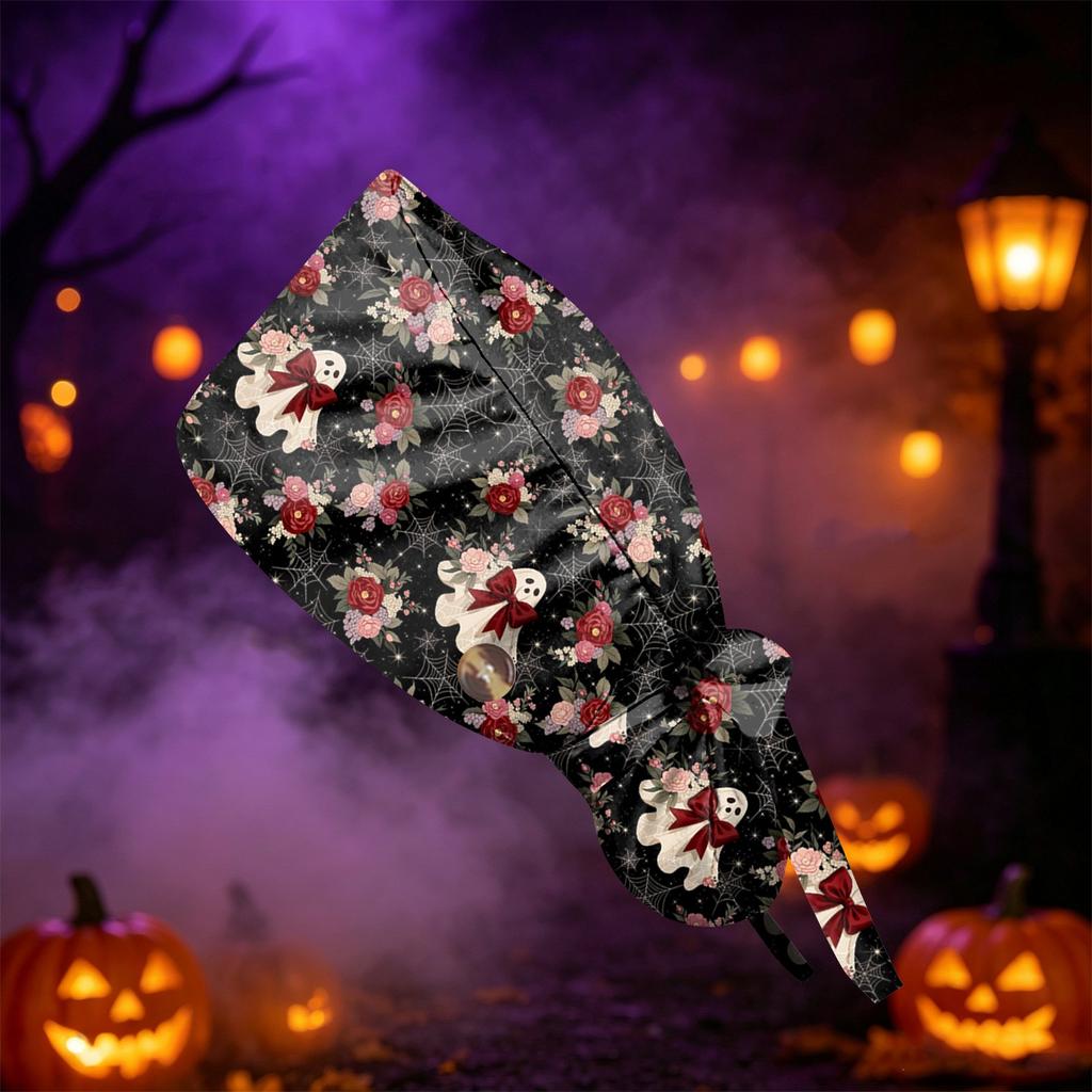 Women's Halloween Printed Ponytail, Fashion Work Hat With, Shower Wrap, Costume