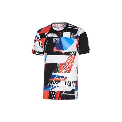 X BMW T-shirt s geometrickou potlačou, farebný blok, okrúhly výstrih, krátky rukáv, pánske topy, viacfarebný 599489-04