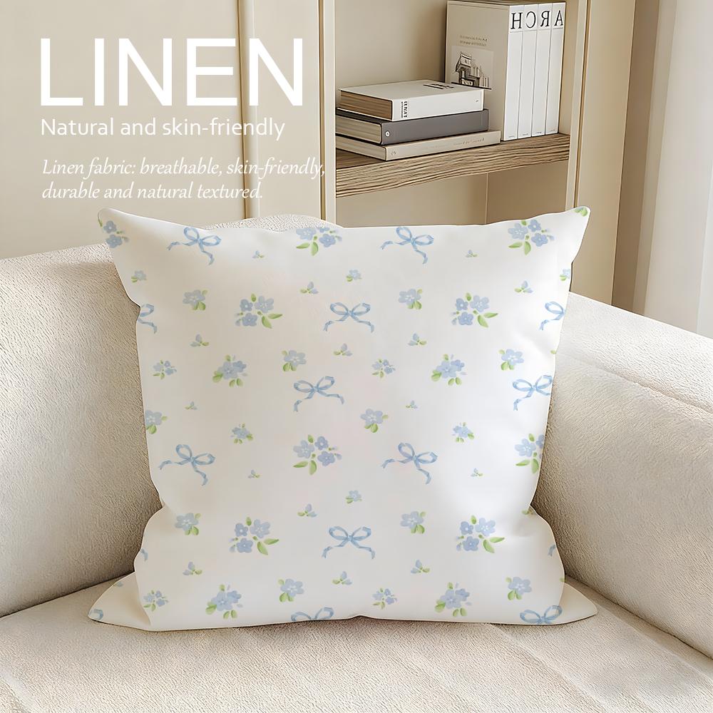 Small Floral Plaid Cushion Cover Linen Decorative Pillowcase Set Pcs X X X Breathable Washable Sofa Cushion Cover