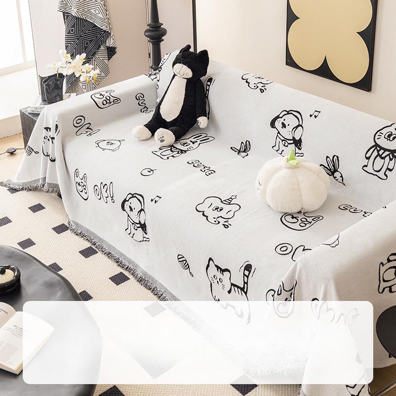 Chenille Four Seasons Universal All-Inclusive Sofa Cover Dust Cover Living Room Straight Row Sofa One Piece Large Cover Cloth