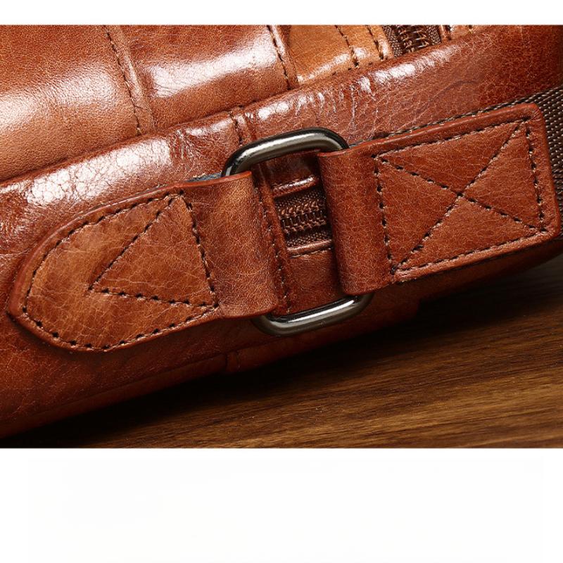 Herren Leder Umhängetasche Erste Schicht Rindsleder Schultertasche 8-Zoll Flache Kleine Tasche Lässig Retro Cross-Border Trendige Herren Schultertasche