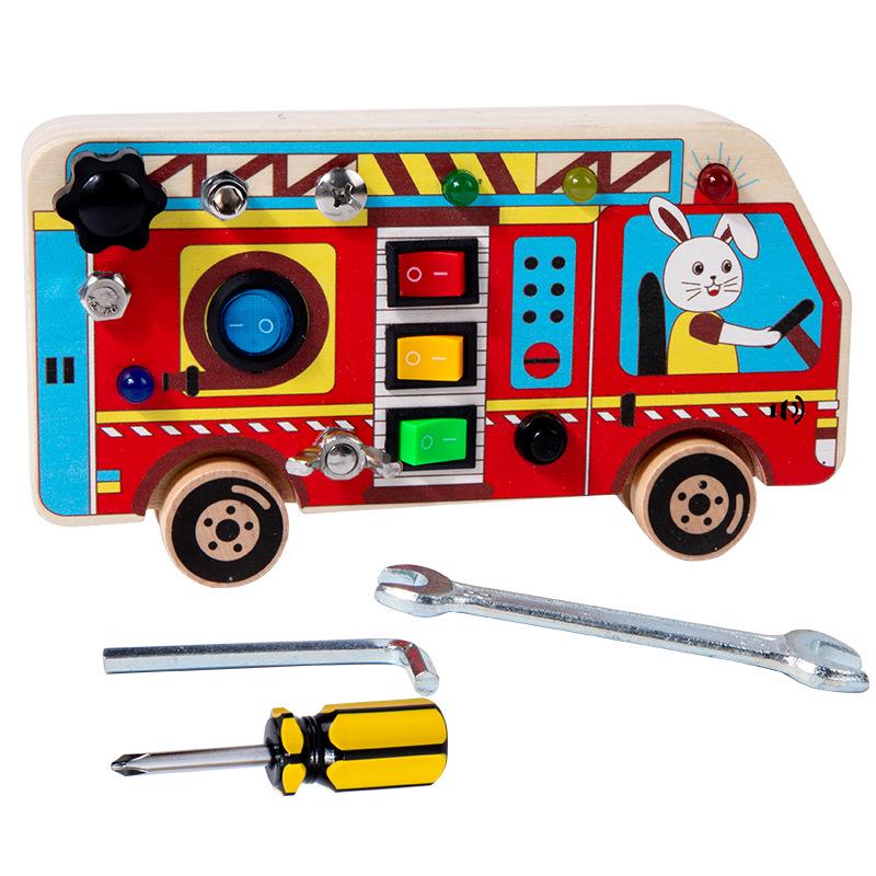 Montessori Wooden Sensory Busy Board with Light Switch and Key