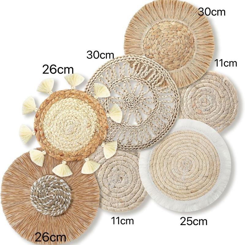 3/4/7pcs Bohemian Style Wall Basket Set Hanging Wall Basket Decoration Bohemian Style Wall Decoration Environmental Round Art