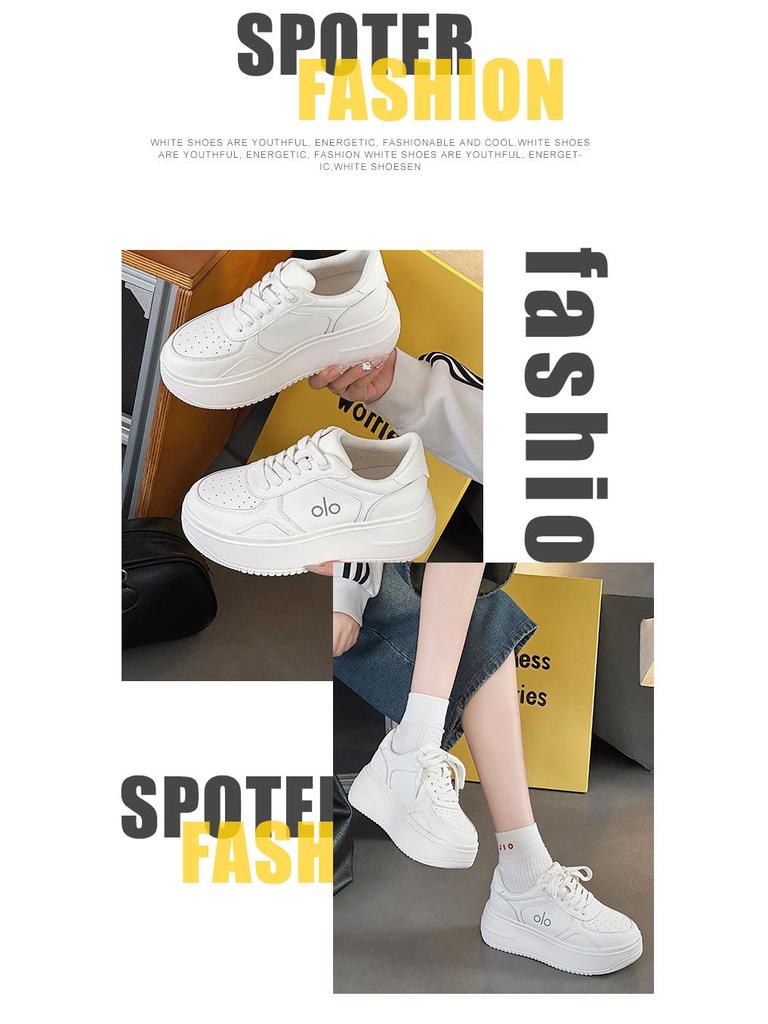 European Style Genuine Leather Thick-Soled White Sneakers - Summer 2025 Trend: Comfortable, Casual, Fashionable Sports Shoes