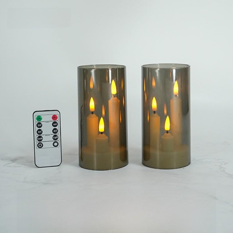 Led Acrylic Candle Set With Remote Control For Wedding Party Event Decor