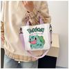 Pokemon Canvas Crossbody Bag Pikachu Cartoon Pattern Print Handbag Fashion Portable Large Capacity Travel Shopping Storage Kid Friendly Entertaining