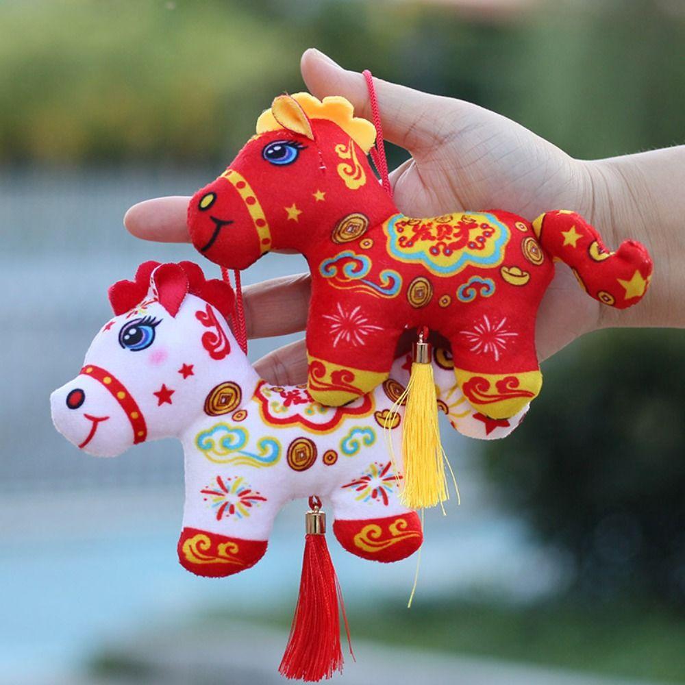 Creative Stuffed Animal Keyring Cute Plush Horse Doll Pendant Zodiac Pony Figurine  Year of Horse