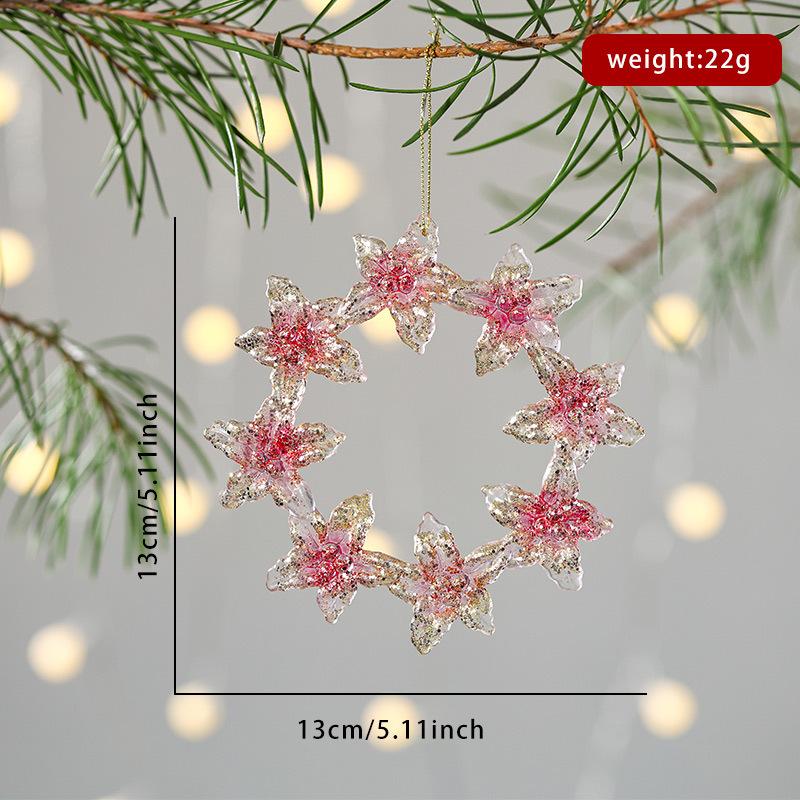 Christmas Tree Ornament Elegant Acrylic Christmas Pendant Glitter Christmas Decoration Transparent Acrylic Snowflake Ornament