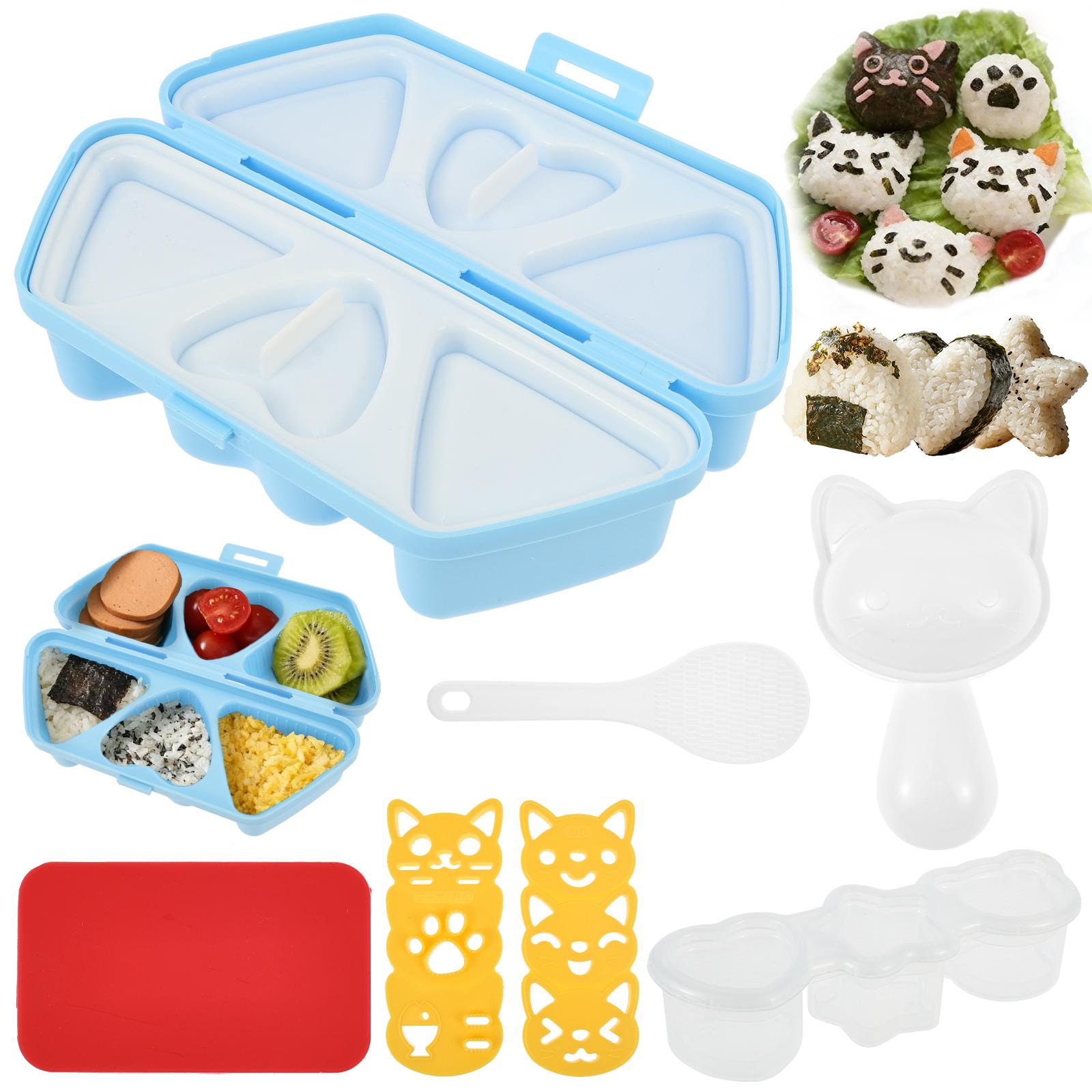 

6 in 1 Onigiri Mold Set Triangle Sushi Mould Reusable Plastic Cute Cat Rice Ball Press Maker Tool Bento Boxes for Picnic Kitchen