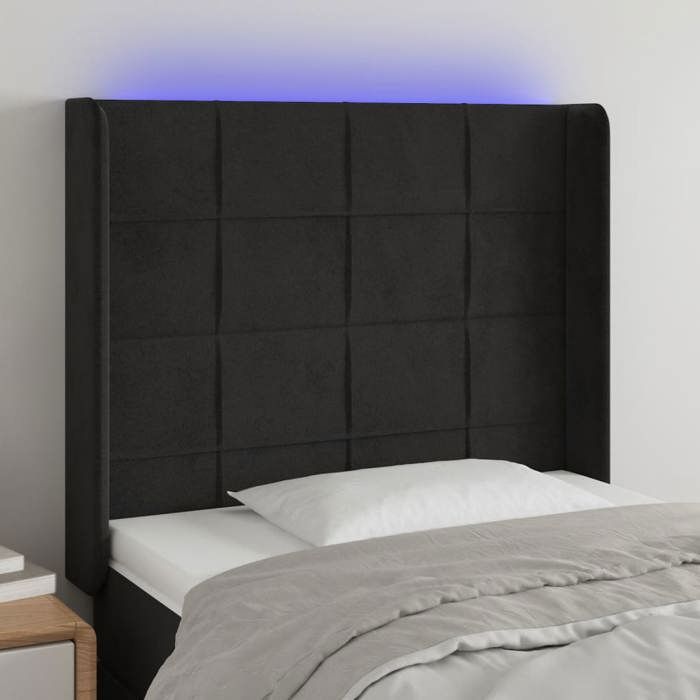 VidaXL LED Headboard Bedroom Furniture Single Bed Accessory Headboard Interior Black 3124080