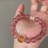 Strawberry Quartz & Yellow Crystal Gold Bracelet - Elegant Whitening Style