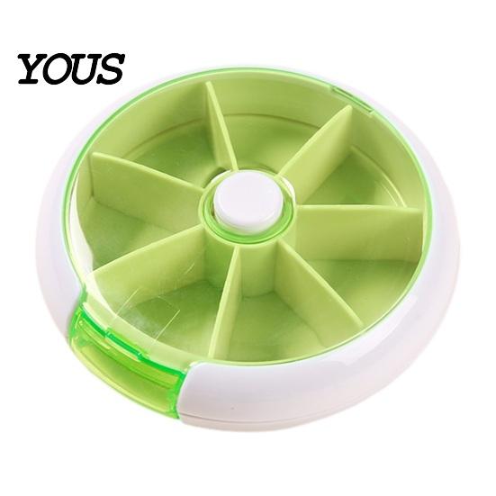 Daily Pill Management Tool 7 Day Organizer, Portable Rotary Case, Cute Fruit Style Vitamin Holder for Trips Compact ABS Container Travel And