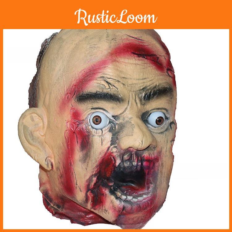 Horror Latex Foam Zombie Dry Corpse Hanging Head For Halloween Escape Room Decor And Costume