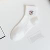 Men's Spring Summer Solid Color Embroidered Cotton Breathable Sweat-Absorbent Sports Socks for Teens and Students