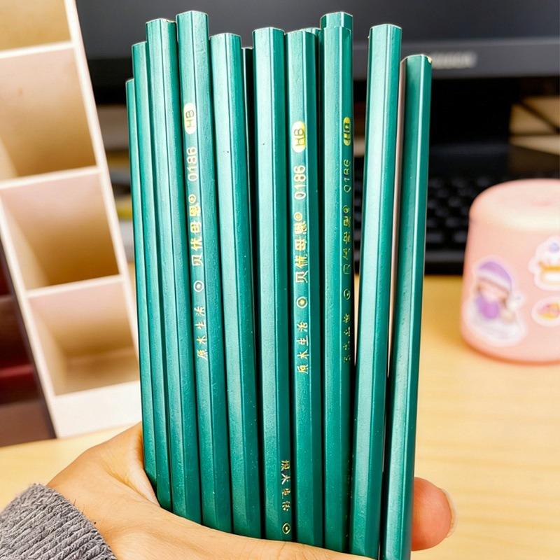 2B Hexagonal Green HB Pencil for Students - Ideal for Exam Marking, Writing, Drawing, and Children's Day Gifts.