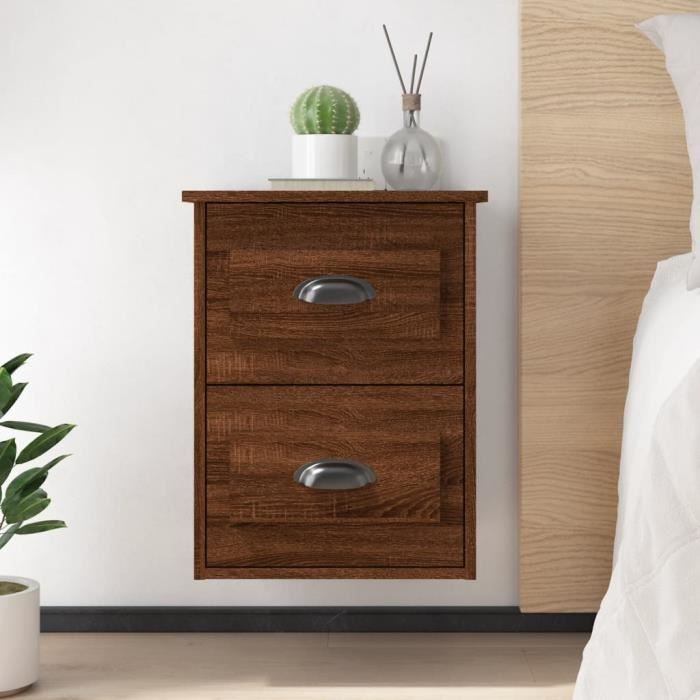 VidaXL Tables de chevet murales 2 pcs Chêne marron 41,5x36x53 cm 816407