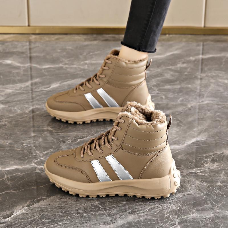 

TUINANLE Cotton Shoes Winter Women s High Top Sneakers One-step Plus Velvet Thick Cotton Boots 35 хаки
