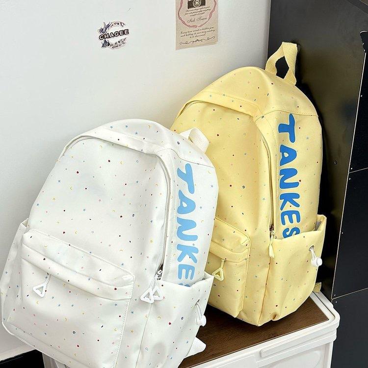 Schoolbag Korean version cute polka dot backpack bag female college style casual student schoolbag fashionable versatile letter simple backpack