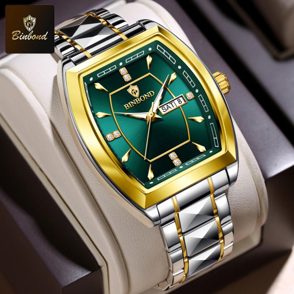 BINBOND B400 Top Brand Quartz Waterproof Watches For Men Luxury Diamond Dial Elegant Stainless Steel Luminous Business Men Watch