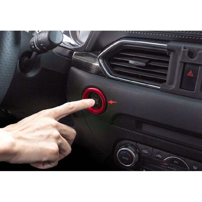 For Mazda CX-5 2017-2024 Red Alloy Start Button One-Click Switch Ring Trim 1PCS