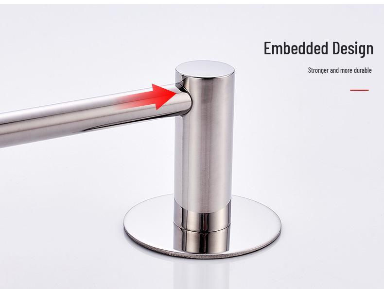No-Drill Stainless Steel Wall-Mount Towel Bar for Bathrooms