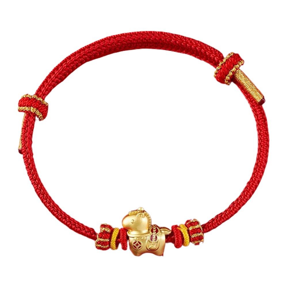 2026 Year Bracelets Year of Horse Red String Charm Beaded Bracelet Chinese Zodiac Adjustable Handmade Bracelets Good Lucky Gift