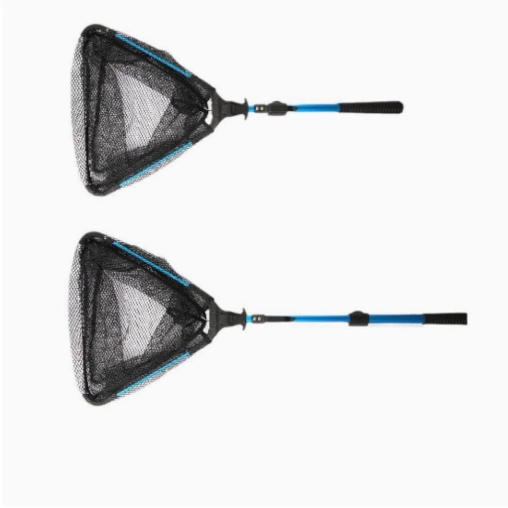 Fishing Net Folding Landing Net Collapsible Fishing Nets with Telescopic Pole Handle Durable Rubber Coating Knot less Mesh