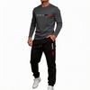 Men's Outdoor Sports Two Piece Set Breathable Long Sleeve Shirt and Elastic Waist Jogger Pants Casual Athletic Wear for Daily Activities
